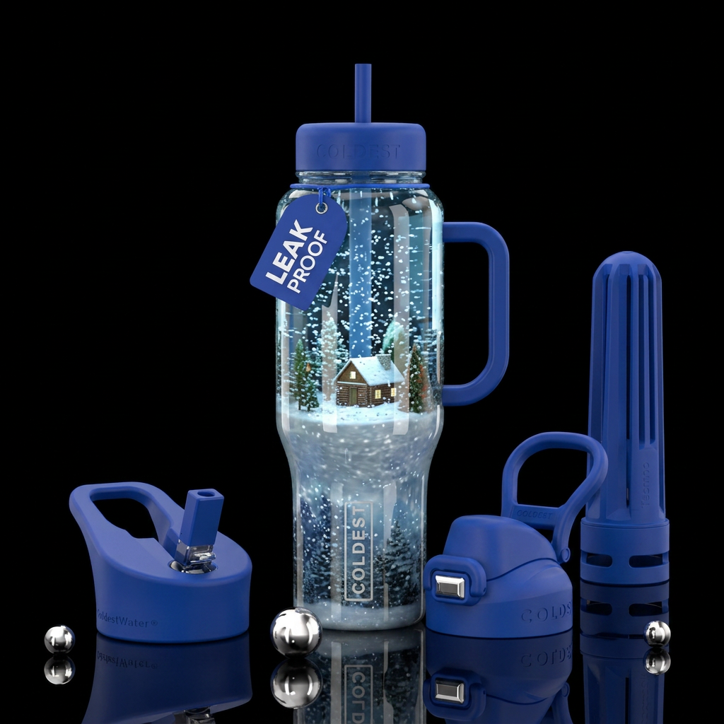 Snow globe water bottle design
