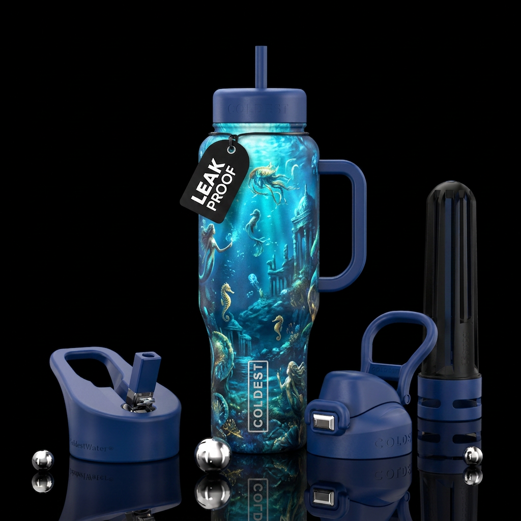 ocean, mythical water bottle design