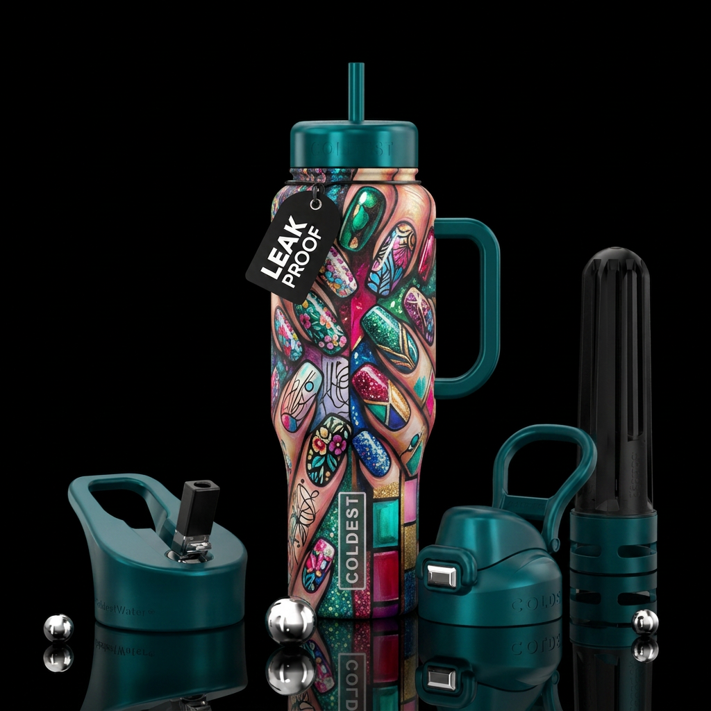 Painted nail design water bottle design