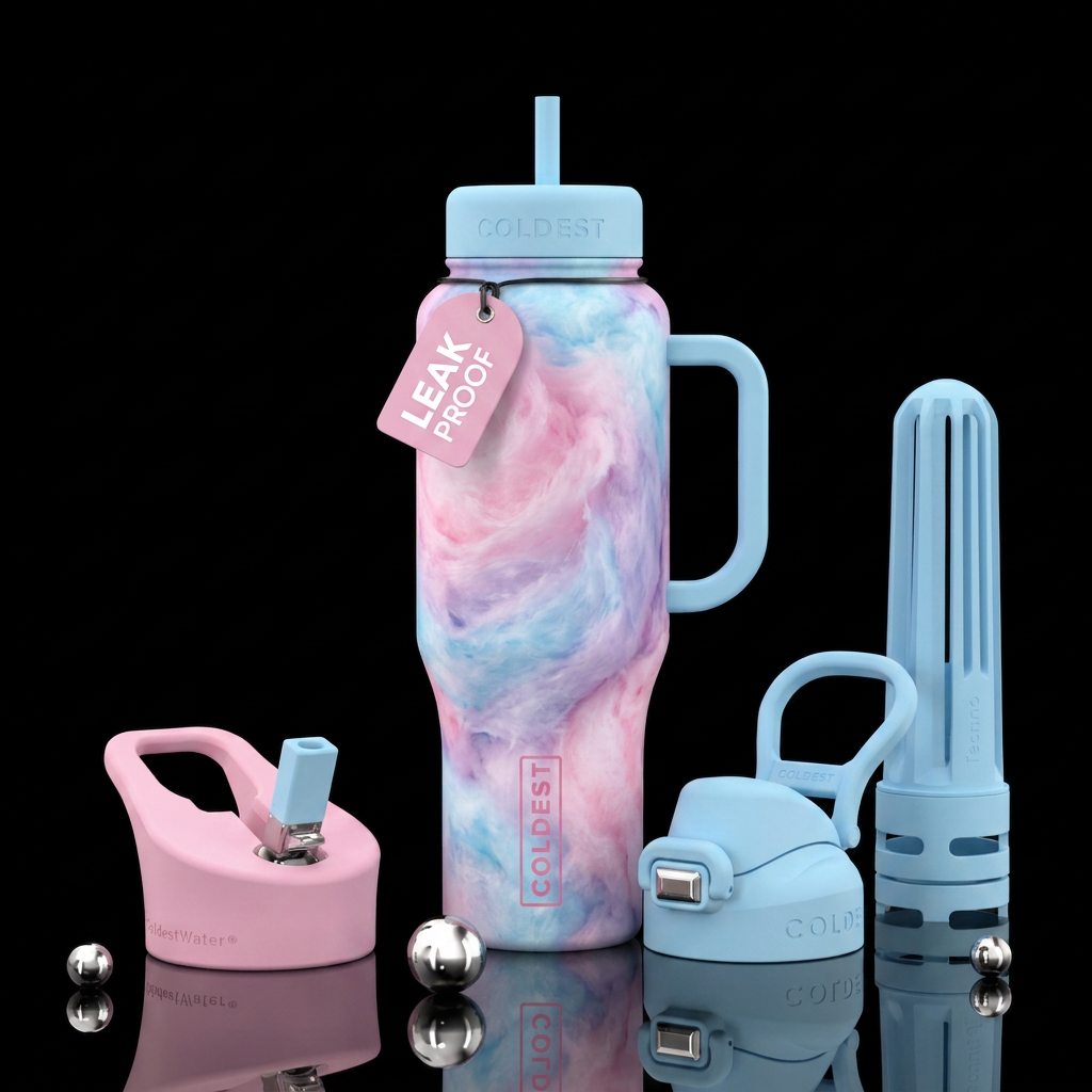 Cotton candy water bottle design