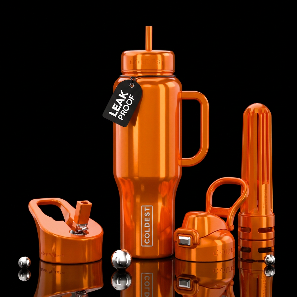 Orange, shiny, beautiul water bottle design