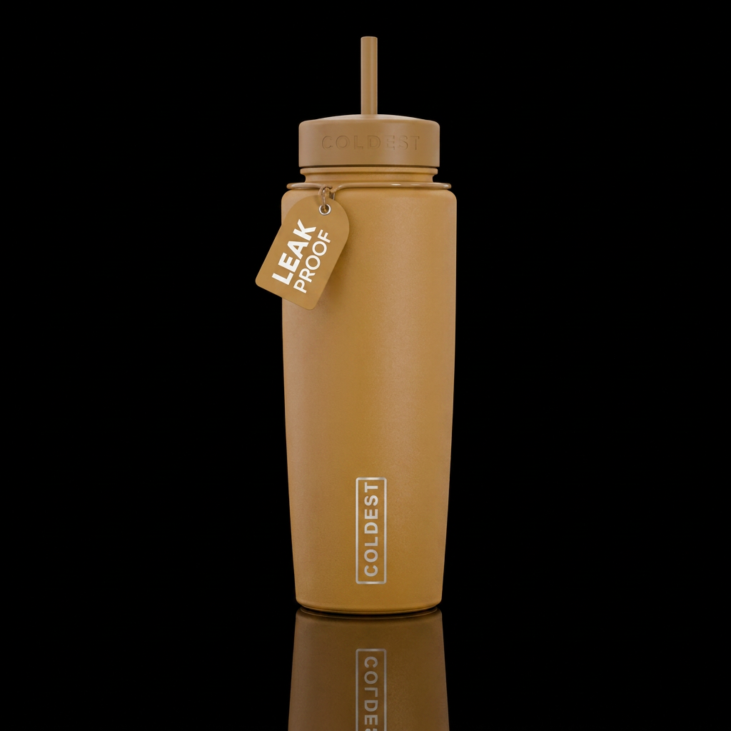 Wheat tan color vibrant water bottle design