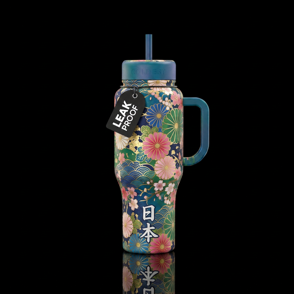 japanese, stylistic, beautiul water bottle design