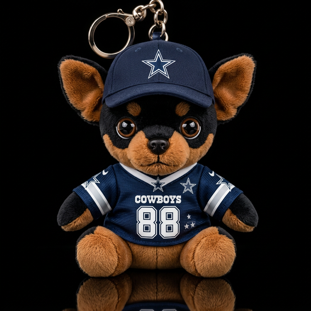 Black and brown chihuahua wearing Dallas cowboys j... water bottle design
