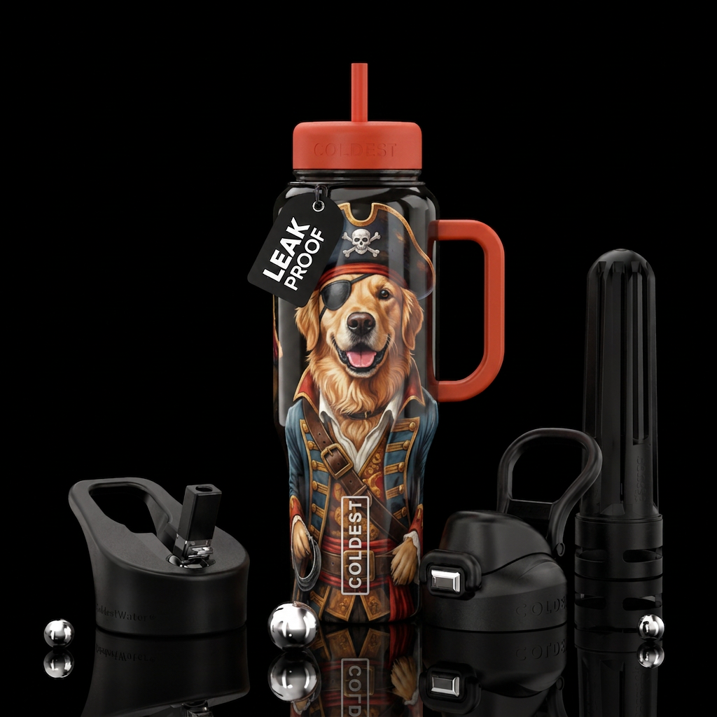 do a dog wearing a funny costume water bottle design