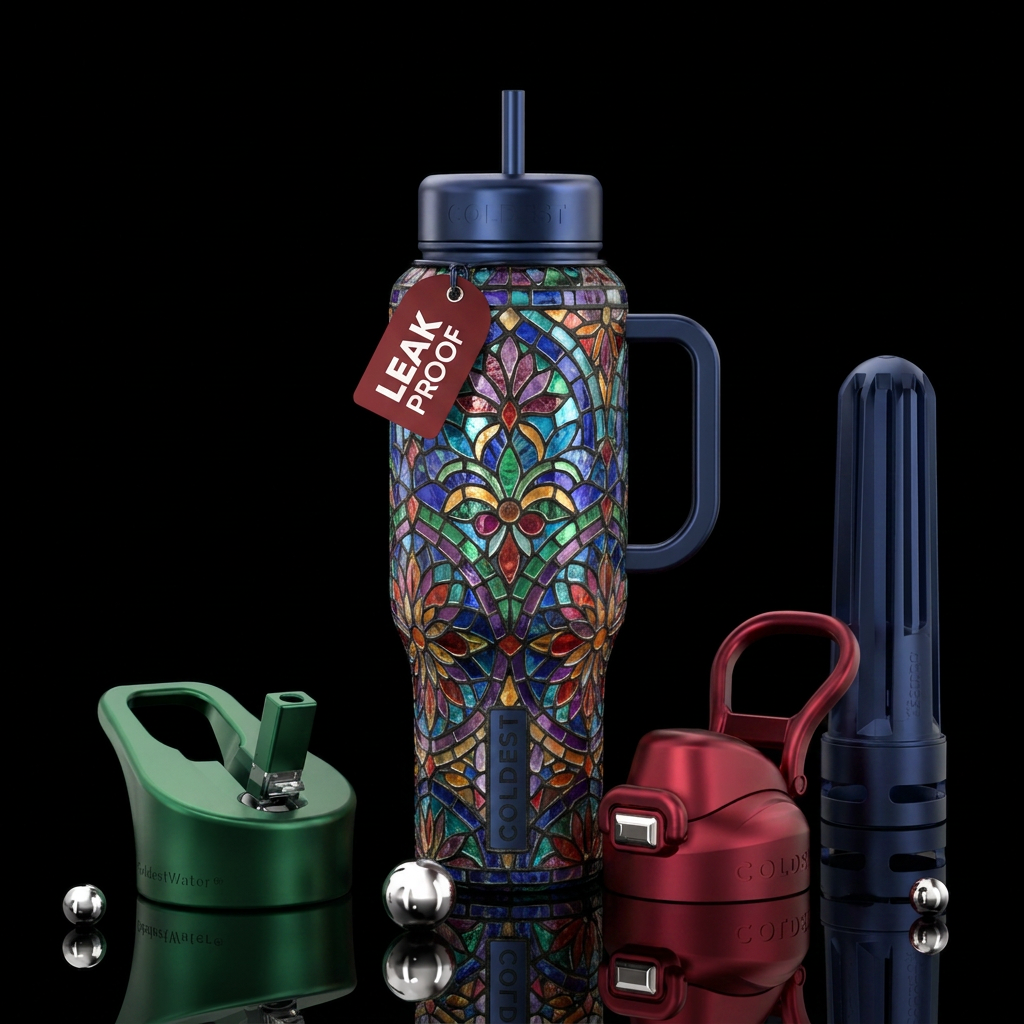 Pasted mosaic stain glass water bottle design