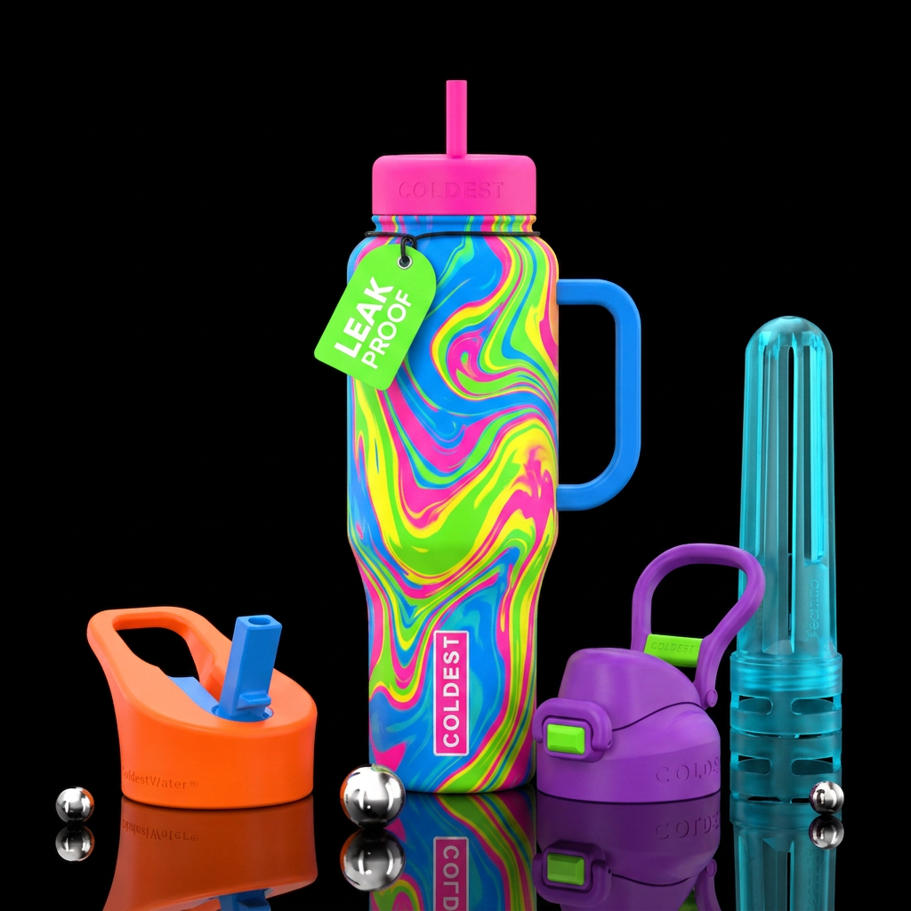 Hydro dip. 80s bright colors water bottle design