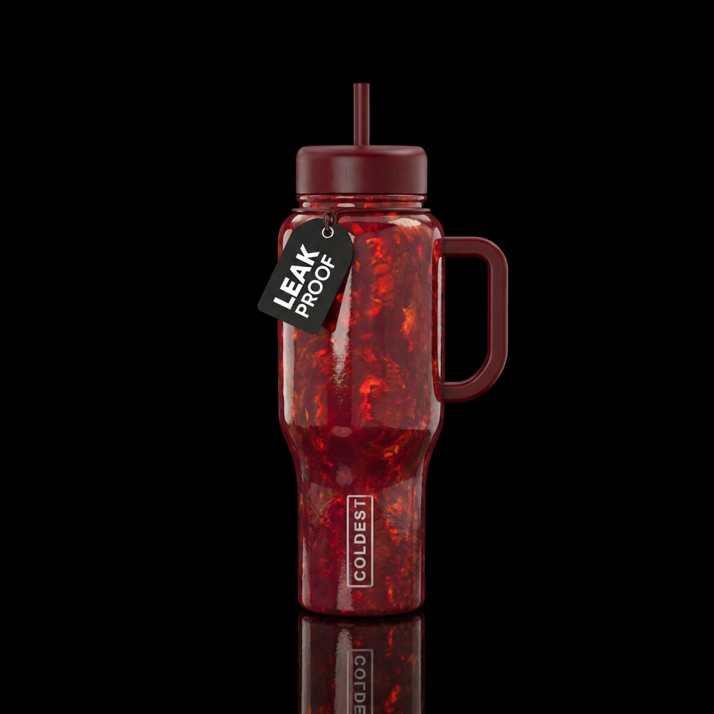 Blood red opal water bottle design