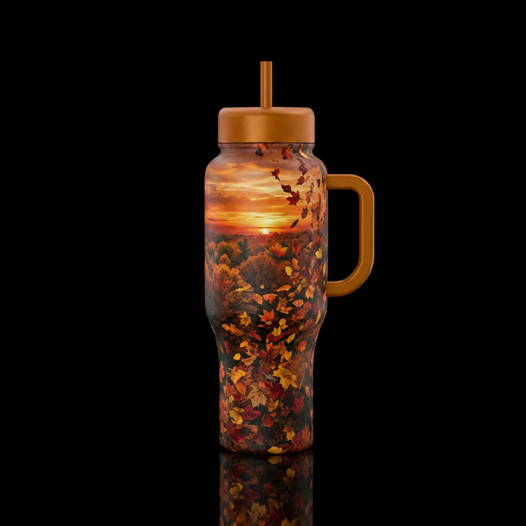 Sunset in Autumn water bottle design