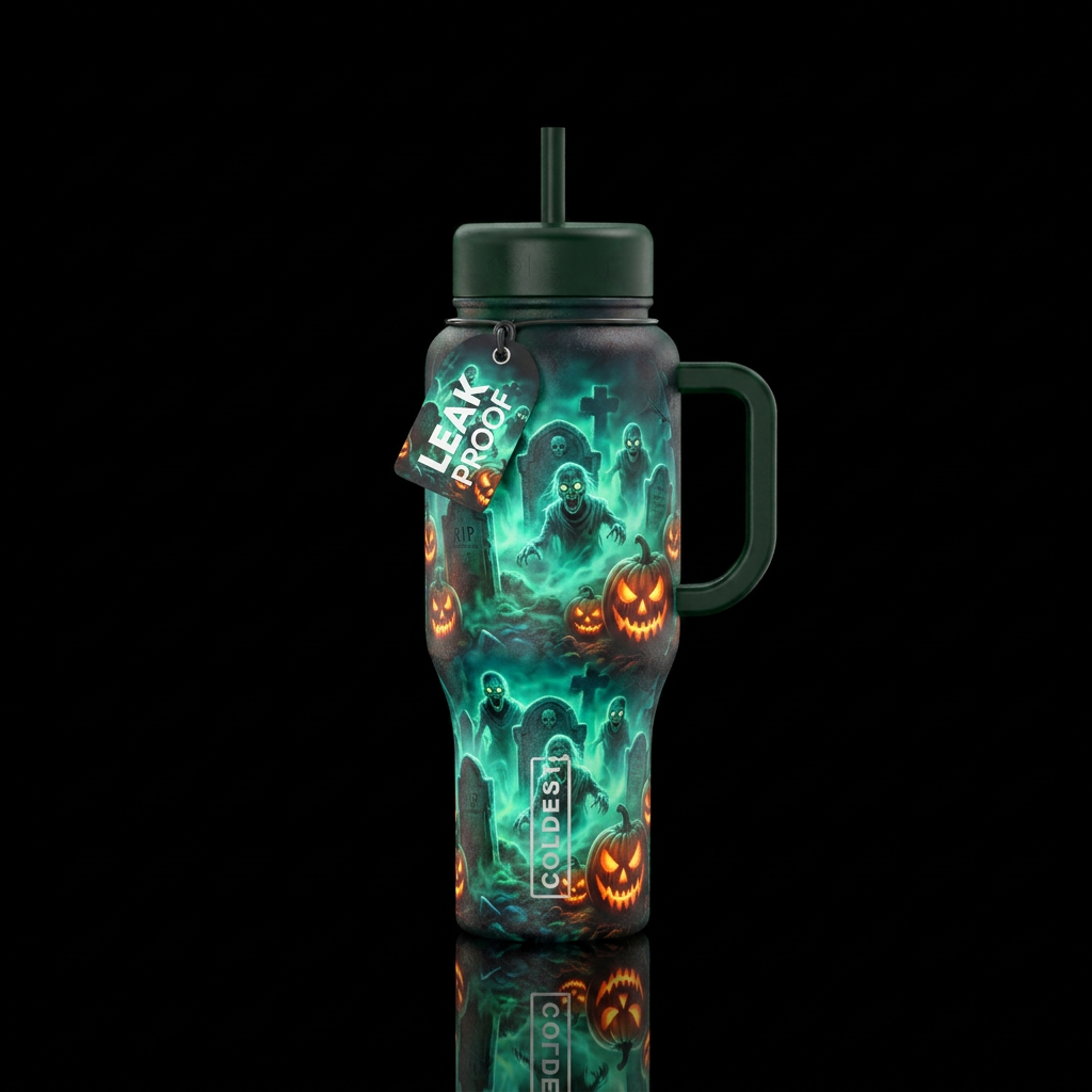 Ghoulish Graveyard water bottle design