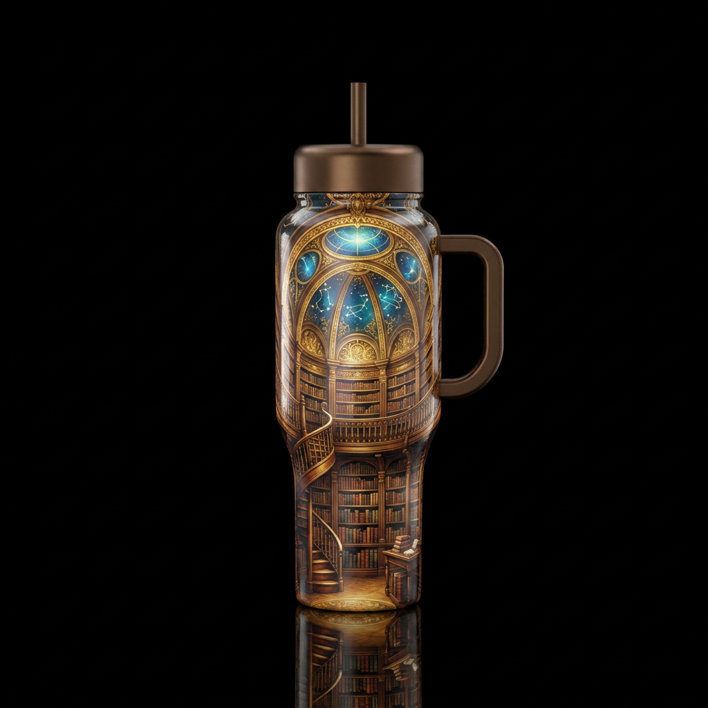 Reading in the Past water bottle design