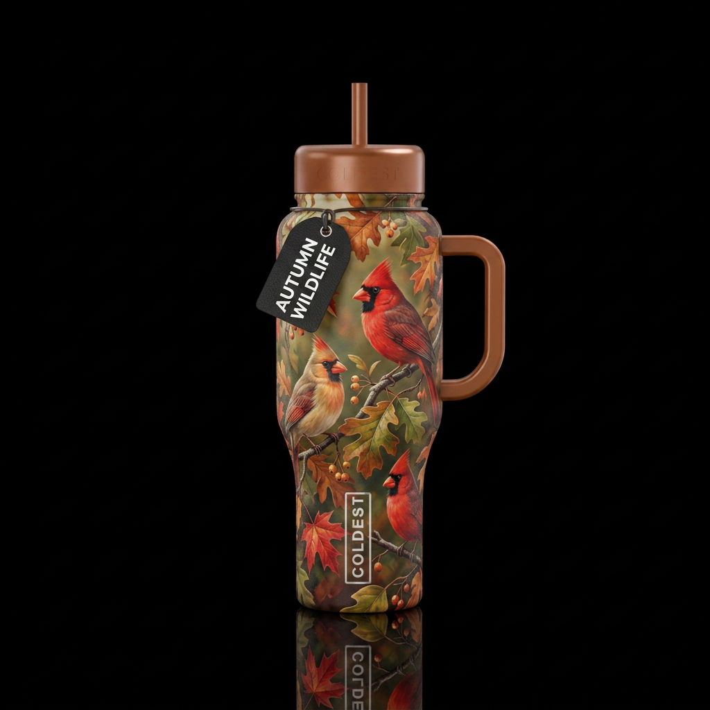 Cardinals Southern Autumn water bottle design