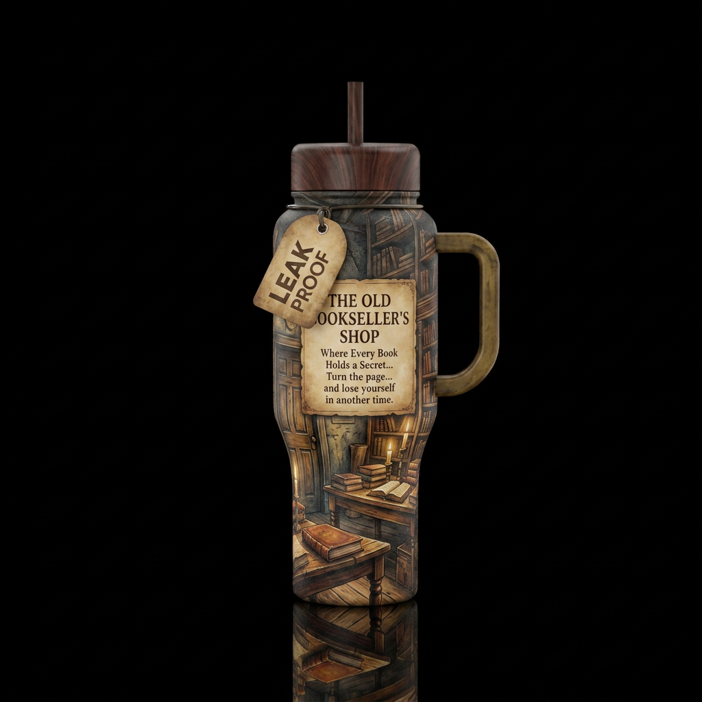THE OLD BOOKSELLER'S SHOP water bottle design