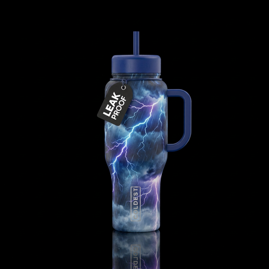 Design a bottle with a lightning storm that looks ... water bottle design