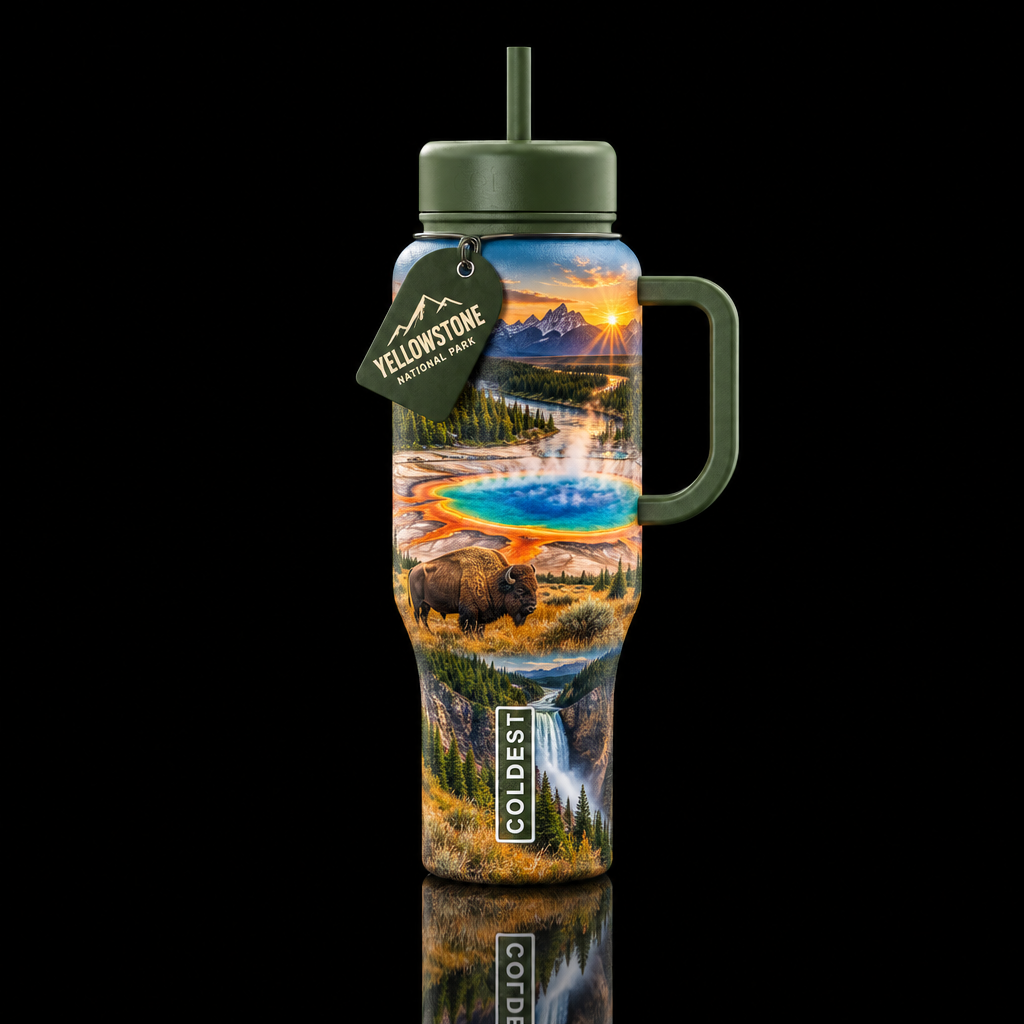 Yellowstone national park. An overview of its beau... water bottle design