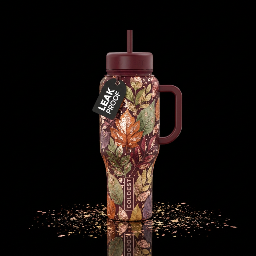 Gold Dipped Autumn water bottle design