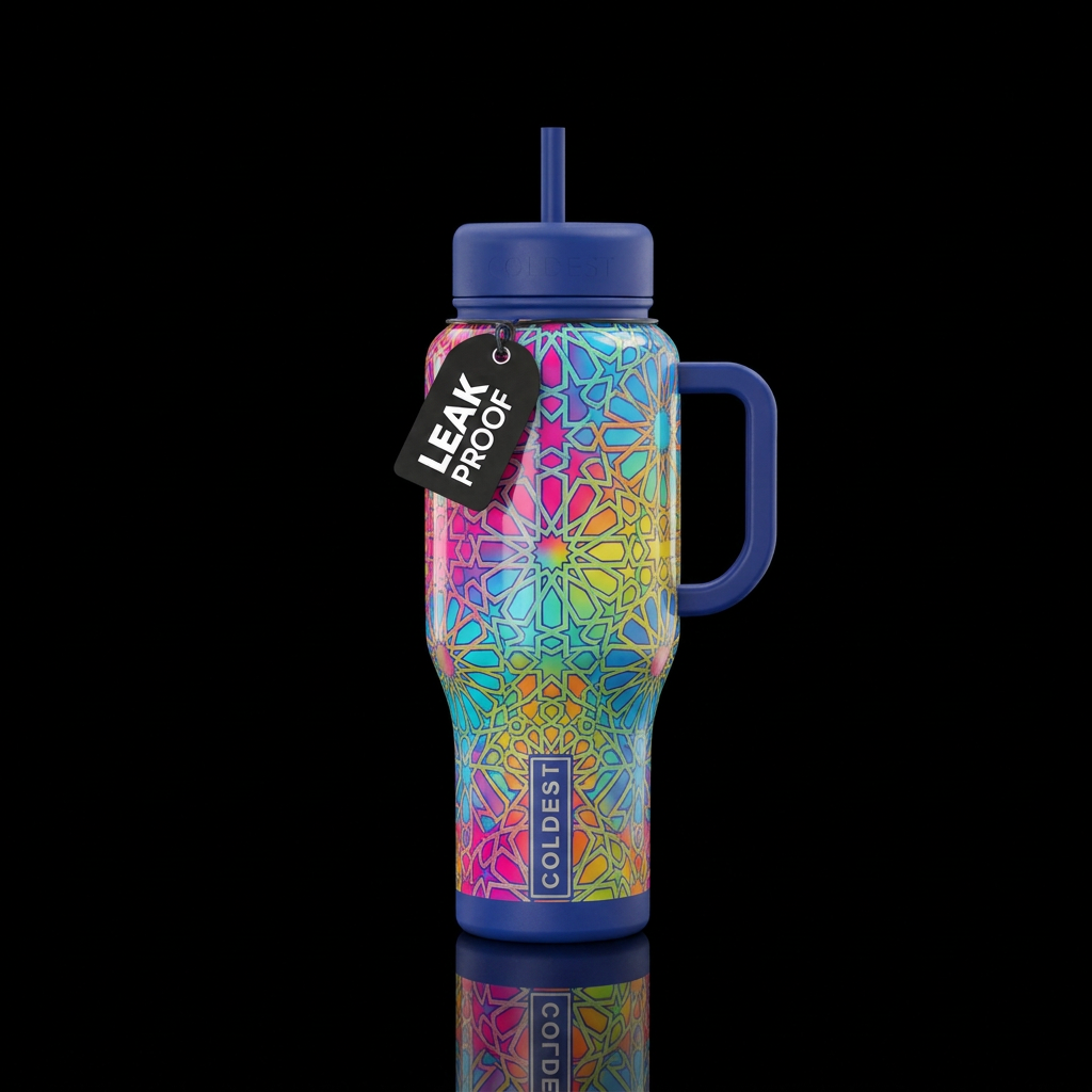 Rainbow Moroccan water bottle design