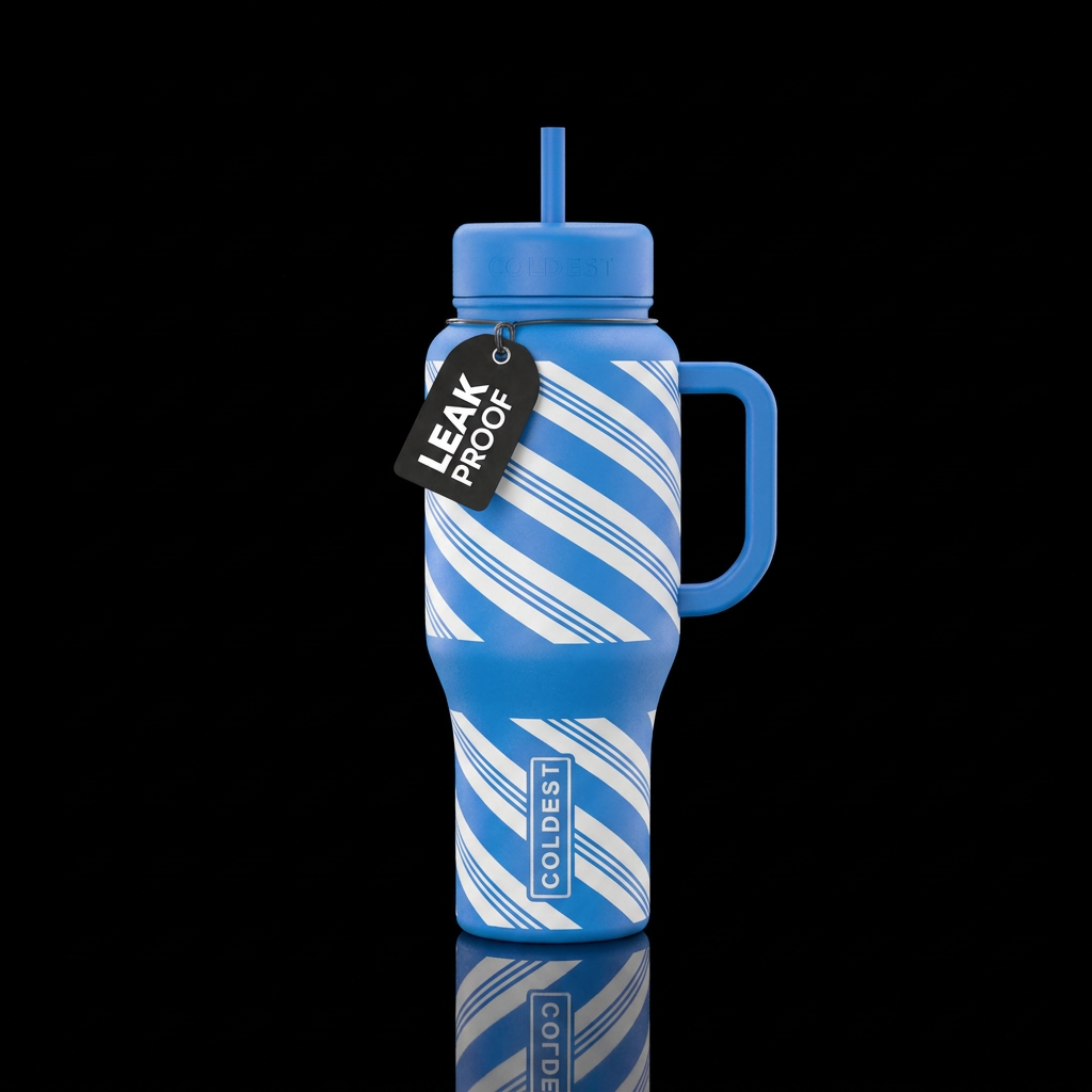 Blue Candy Cane water bottle design
