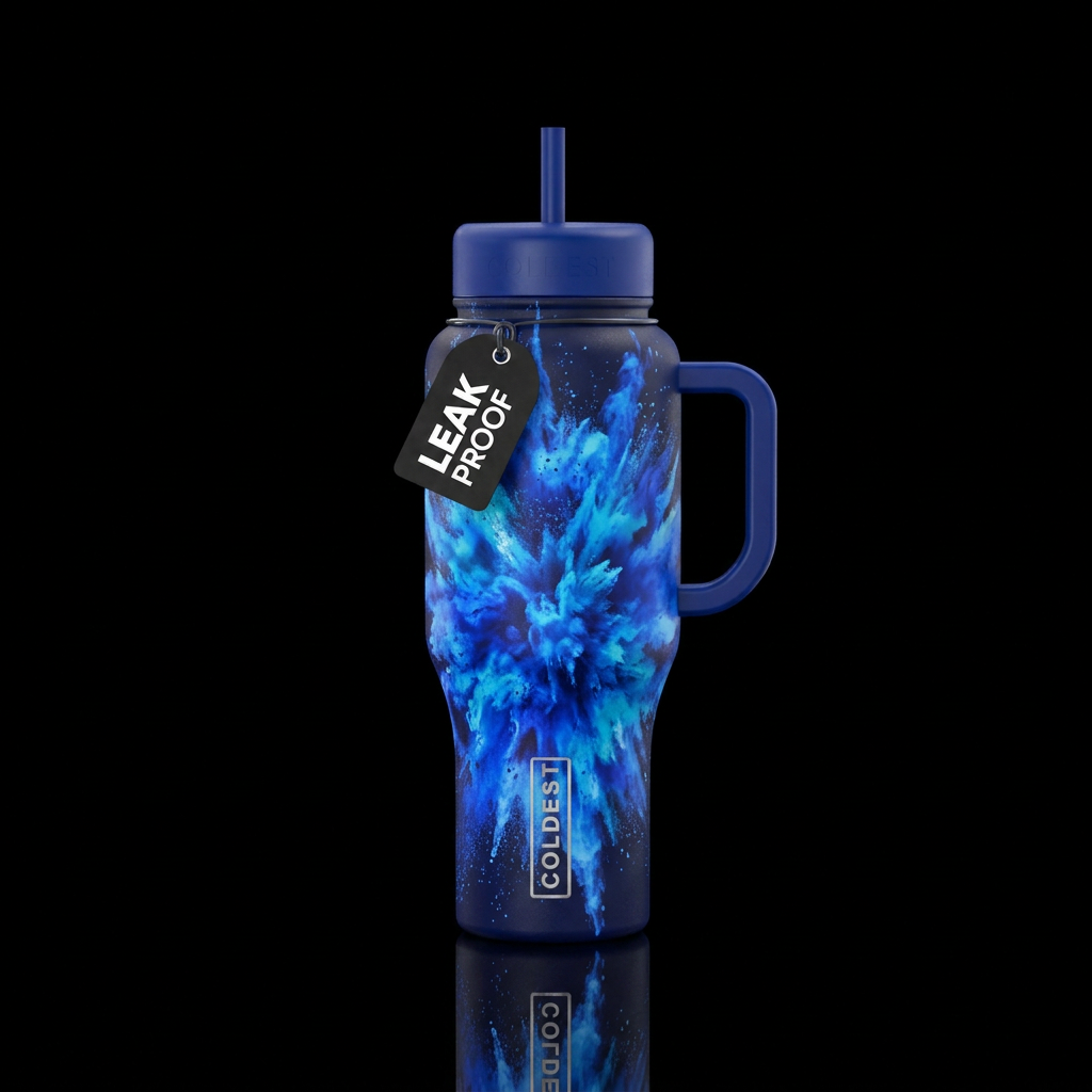 Blue Explosion water bottle design