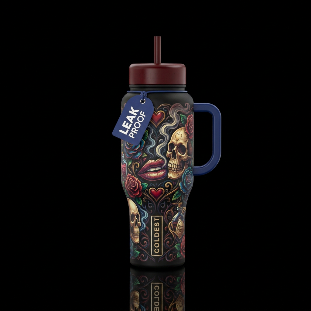 Kiss of Death water bottle design