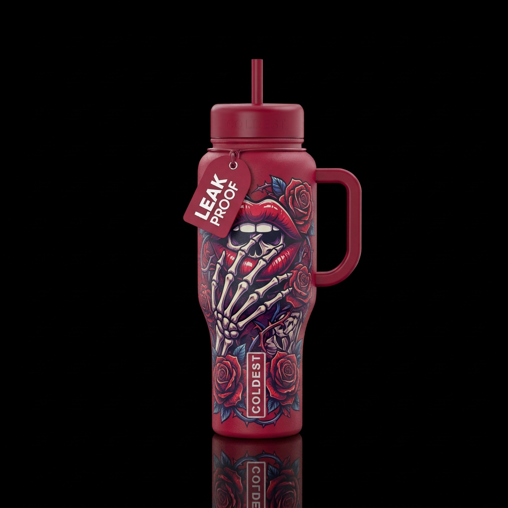 Kiss of Death water bottle design