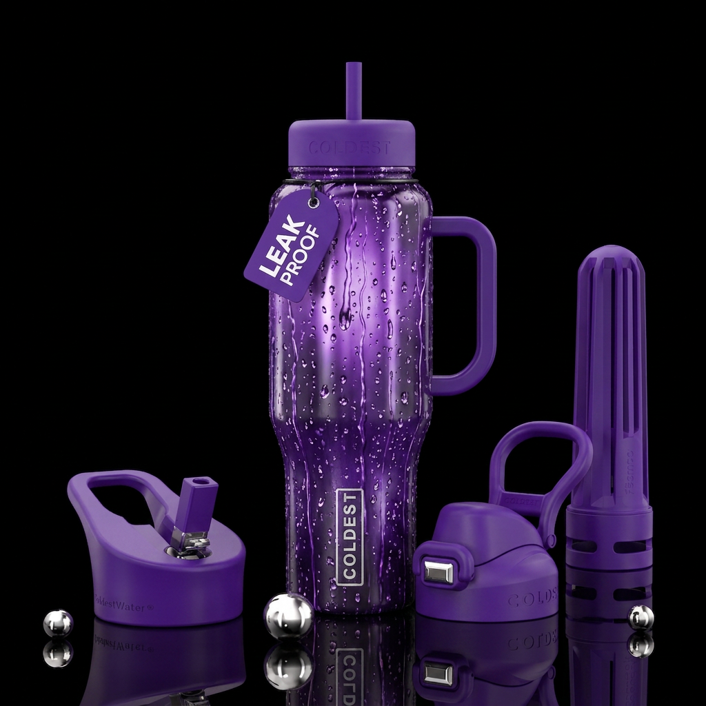 Purple rain water bottle design
