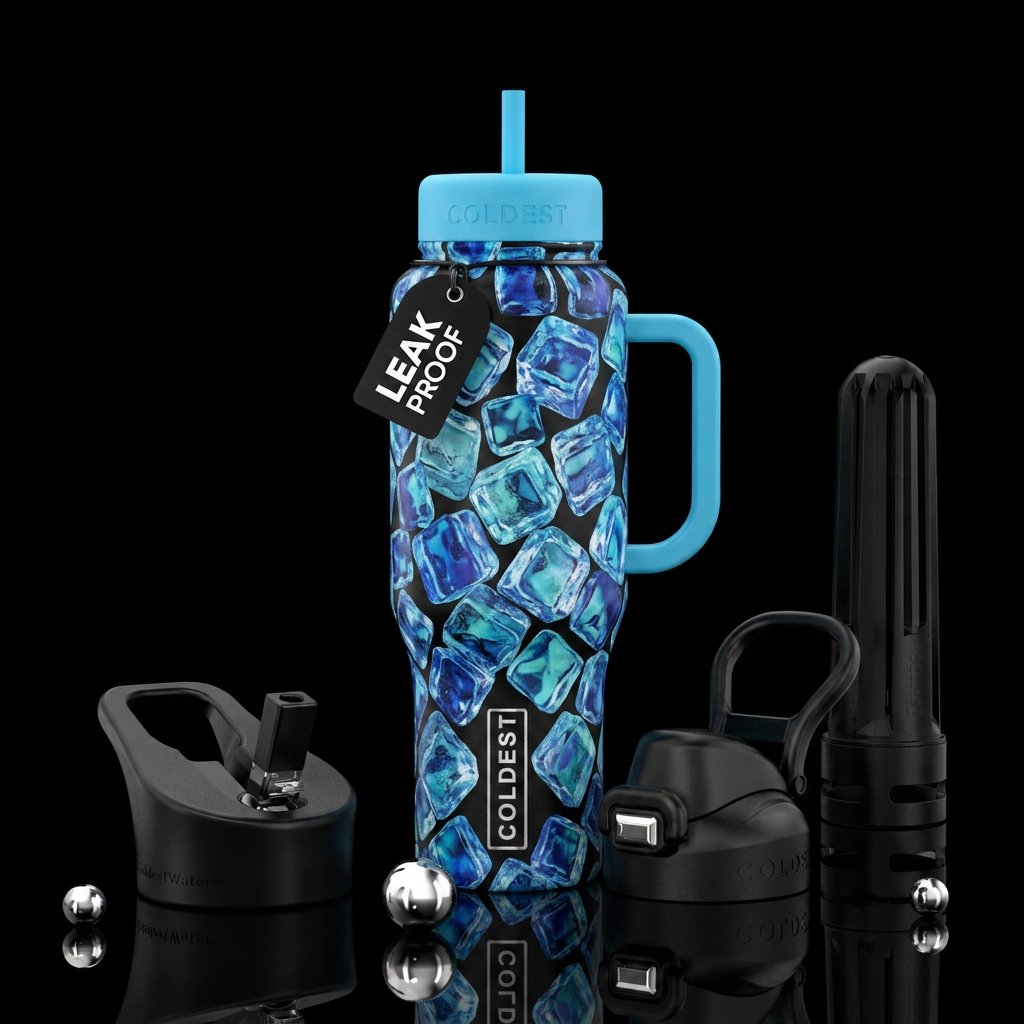Ice cubes water bottle design