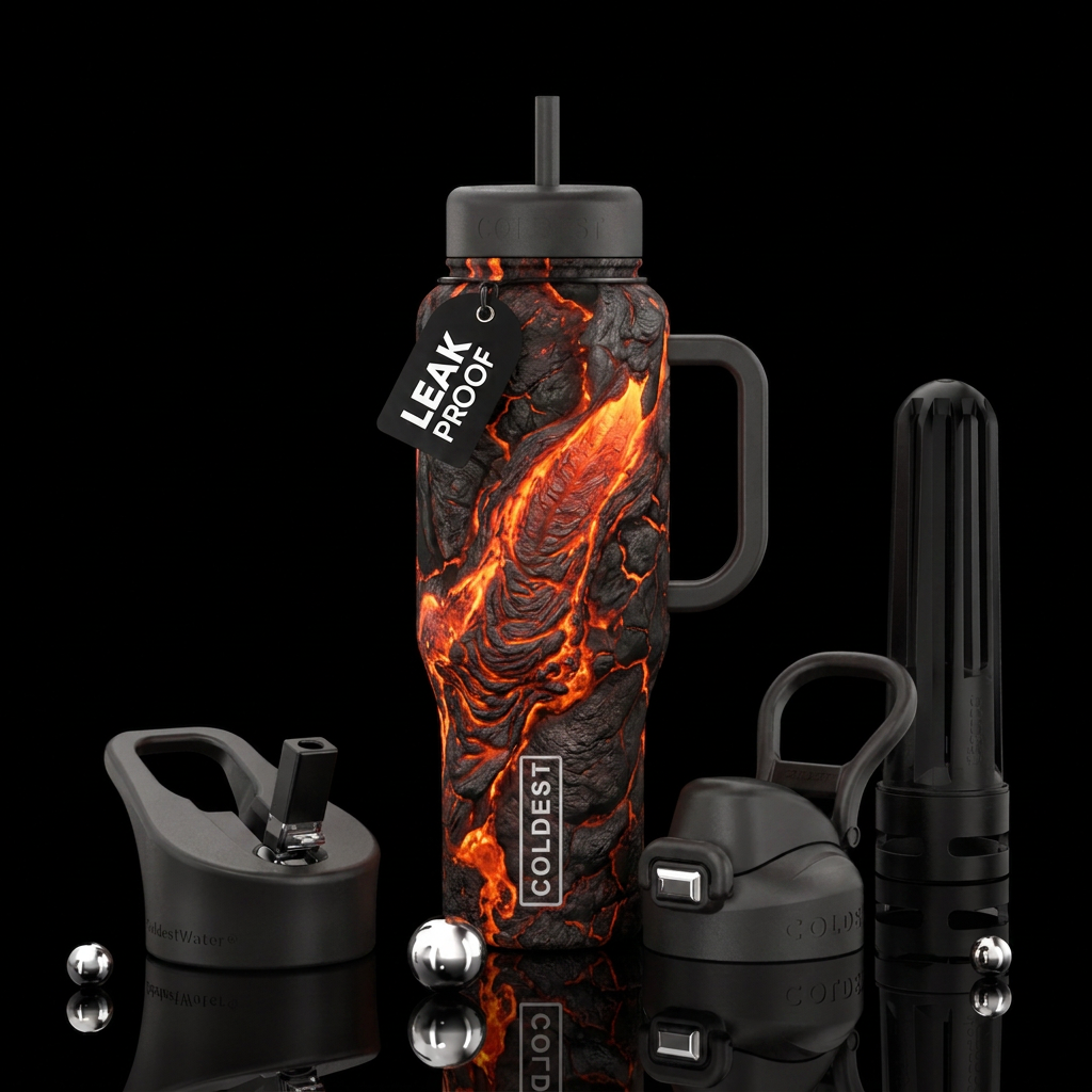 Lava fire pit water bottle design