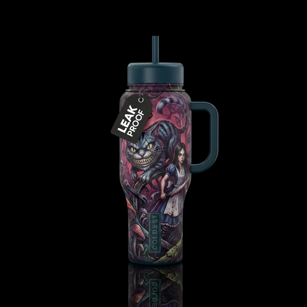 Alice's new world water bottle design