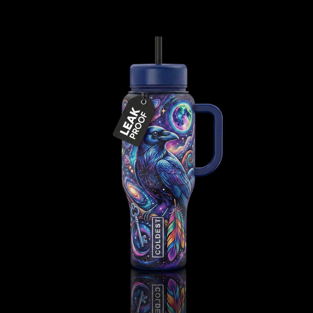 a crows dream water bottle design