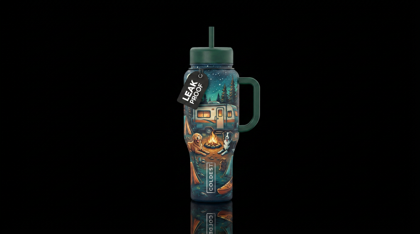 you, me, and the dogs water bottle design