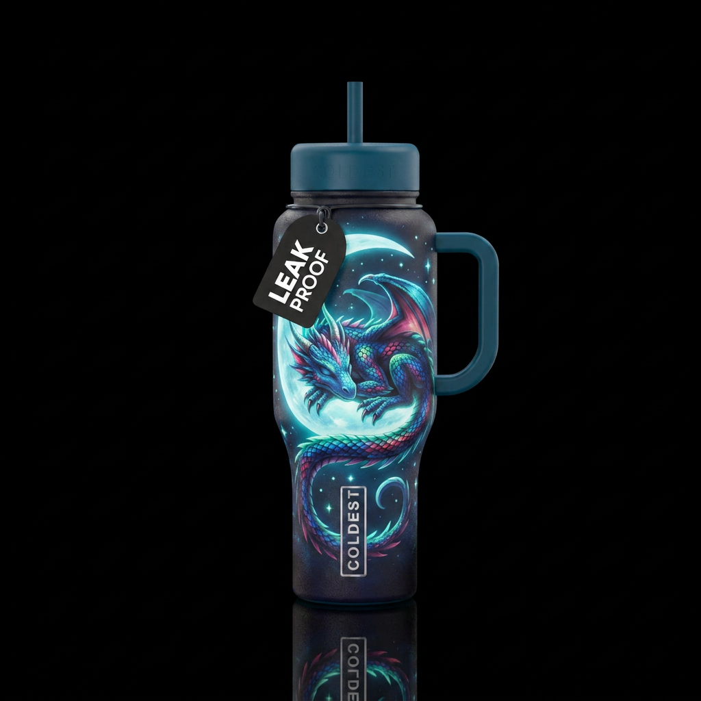 dragon moon dreams water bottle design