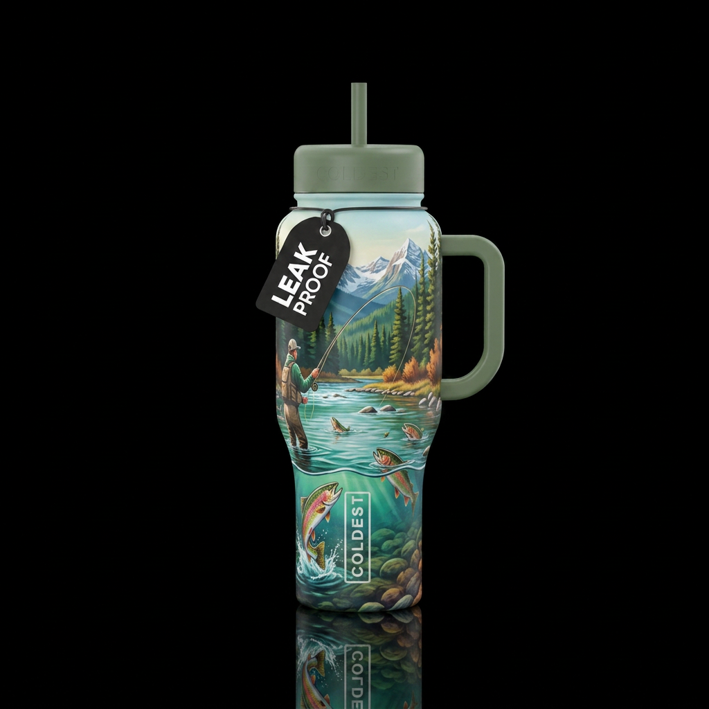 Fly fishing in montana water bottle design