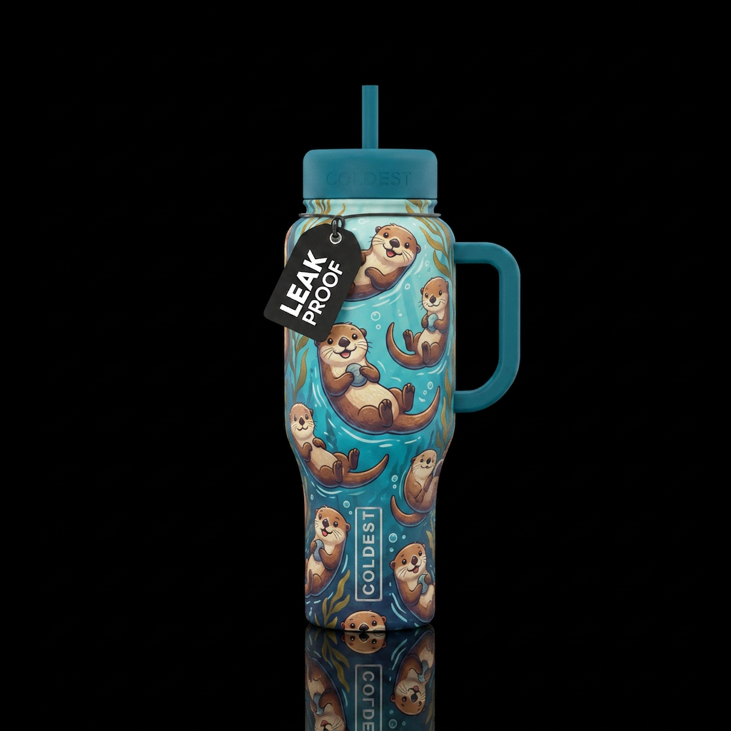 Animated Otters water bottle design