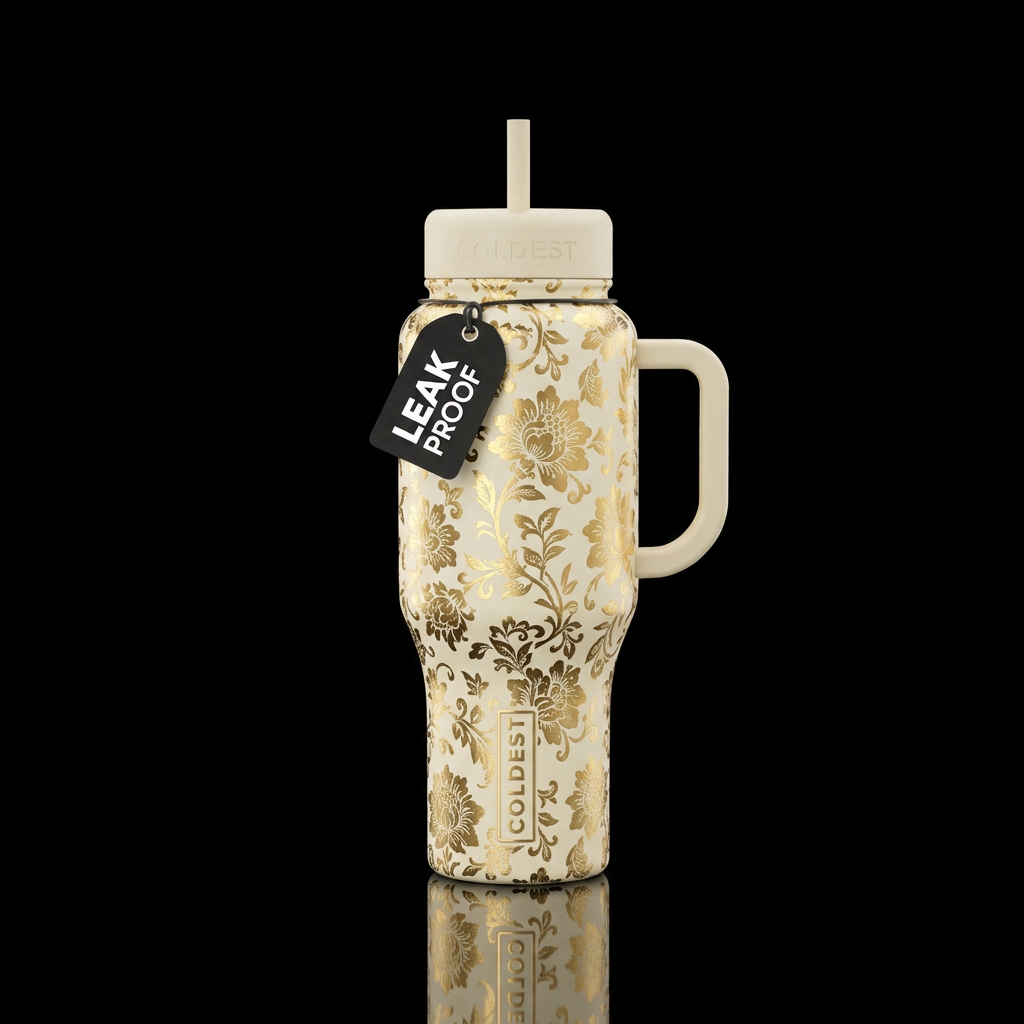 Golden Floral water bottle design