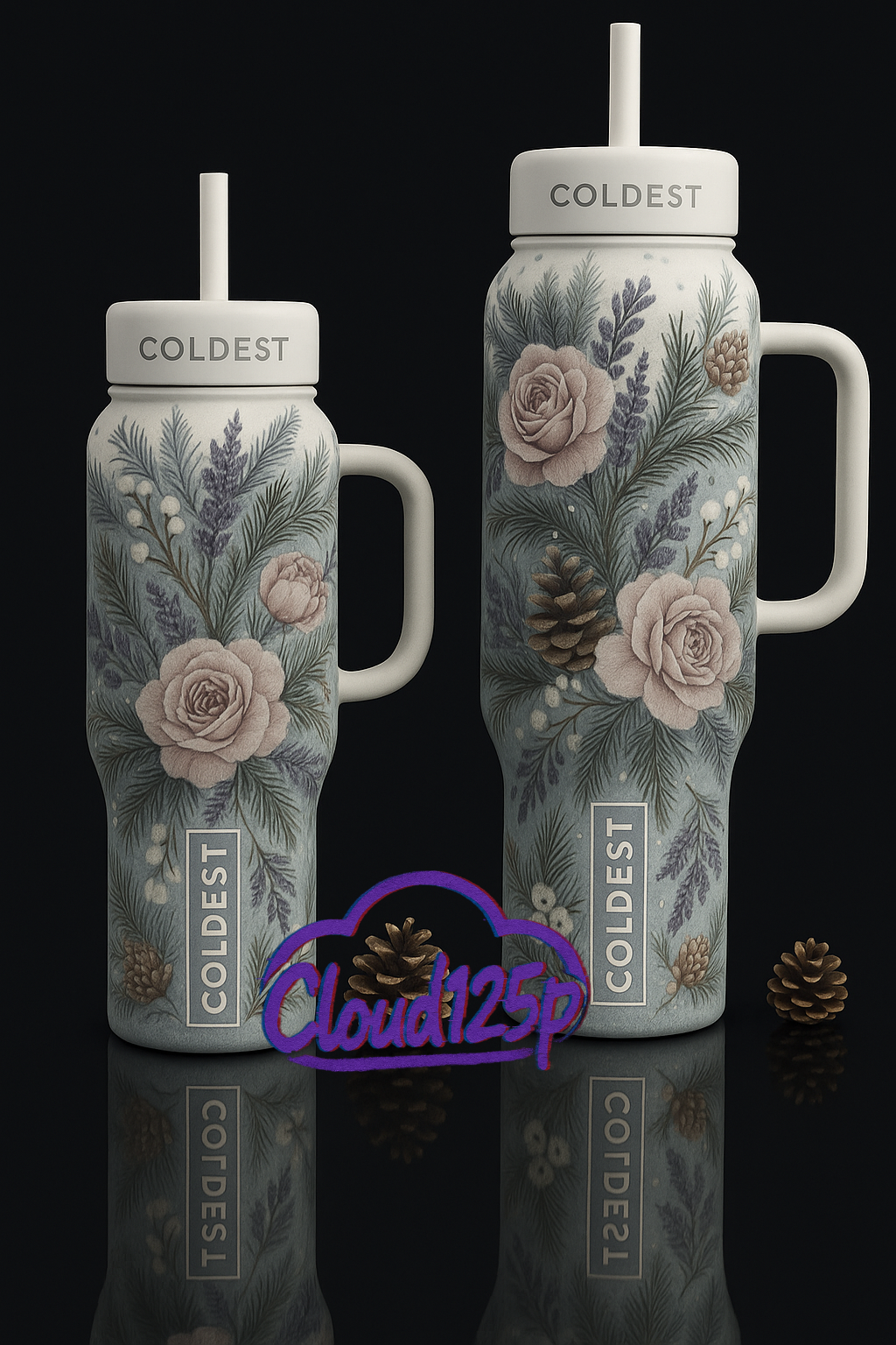 Frosty Pines water bottle design