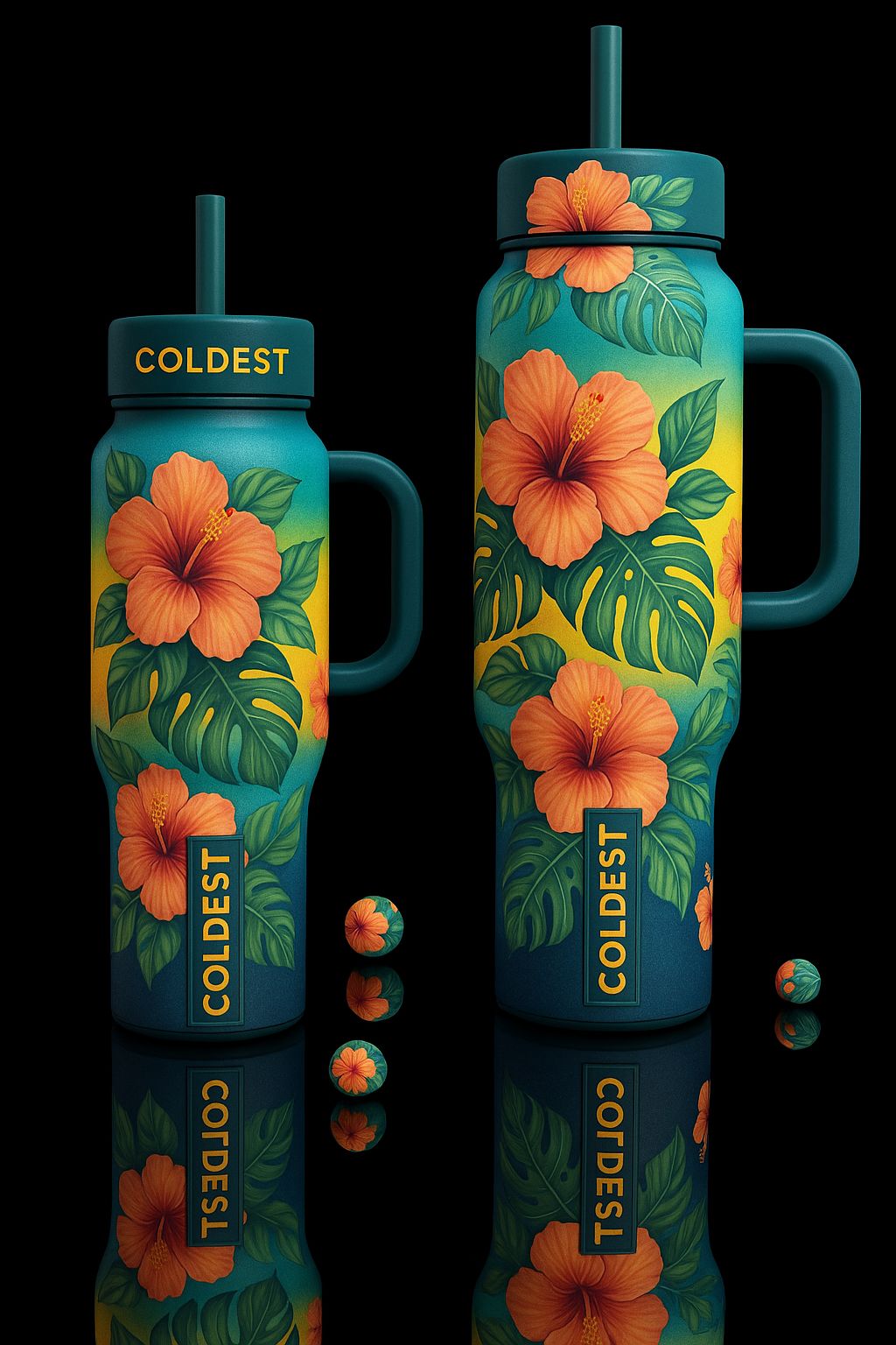 Island Hibiscus water bottle design