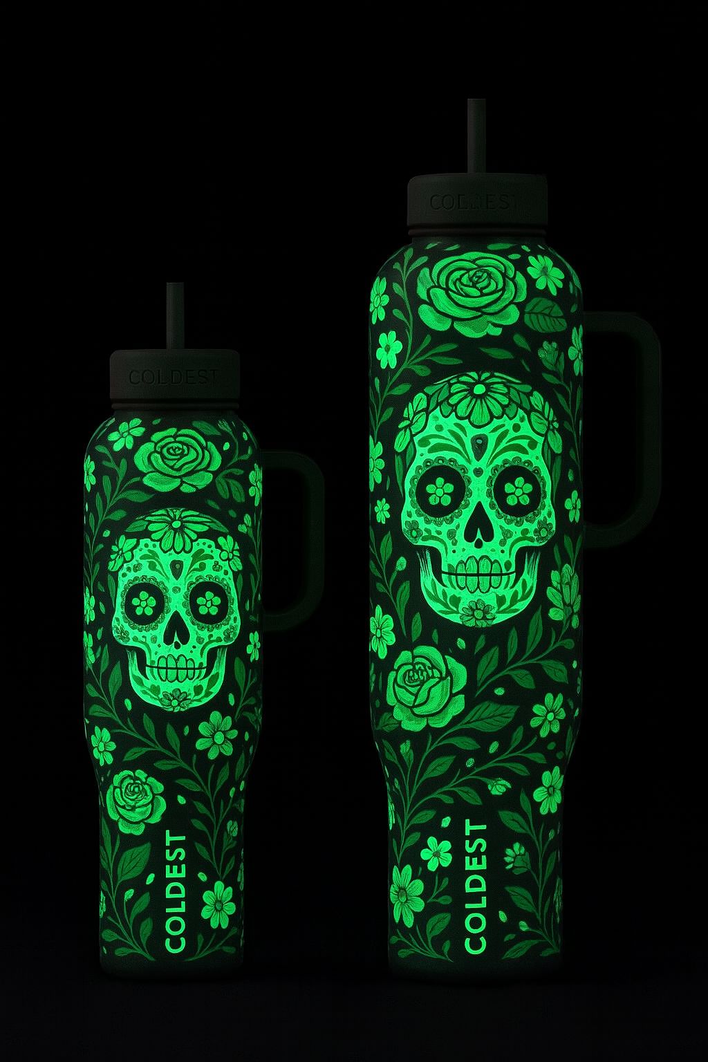 Dia de los muertos & glowie 2 water bottle design
