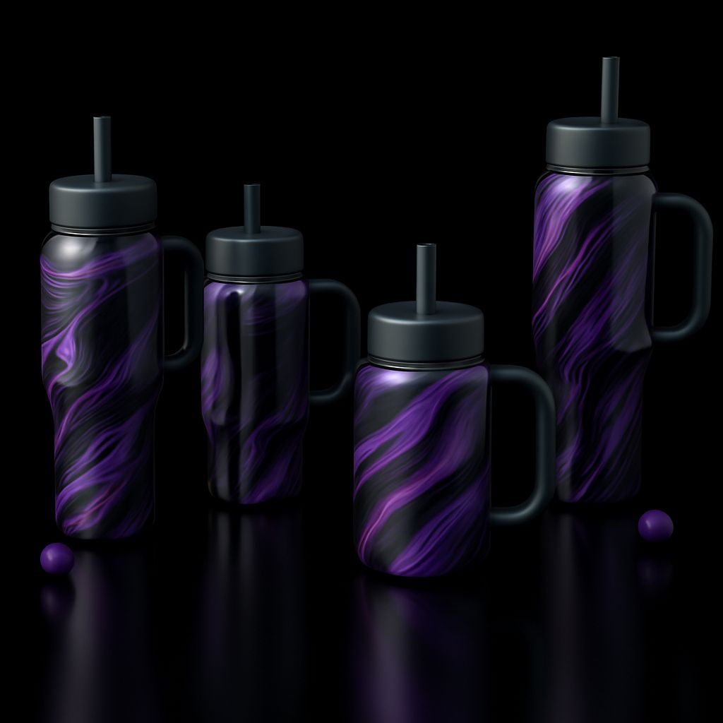 Phantom Amethyst and glossy 2 water bottle design