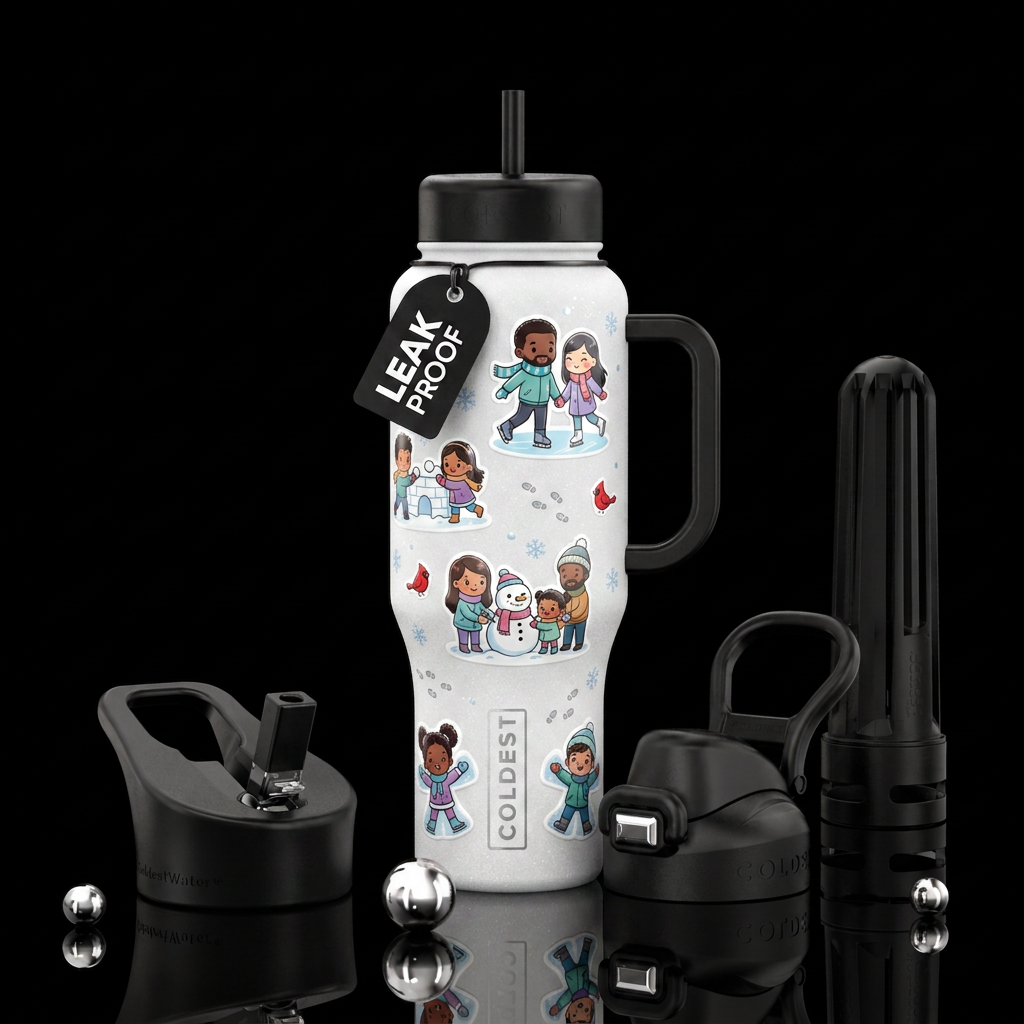 Snowy Memories water bottle design