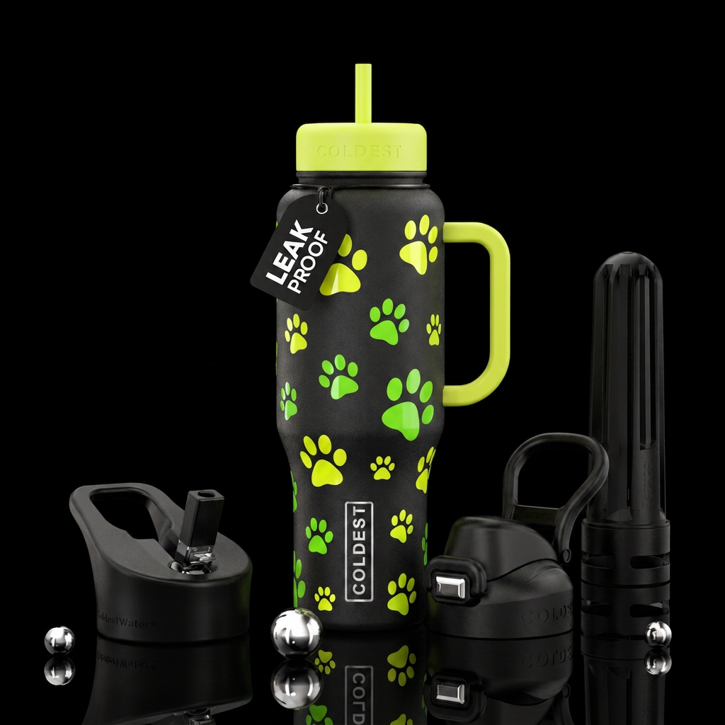 Neon Paws water bottle design