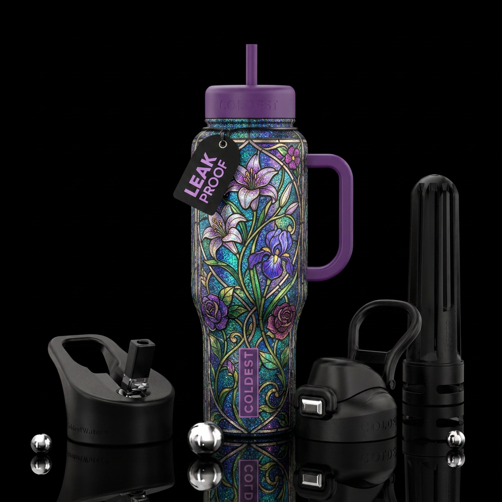 Lavish Floral Mosaic water bottle design