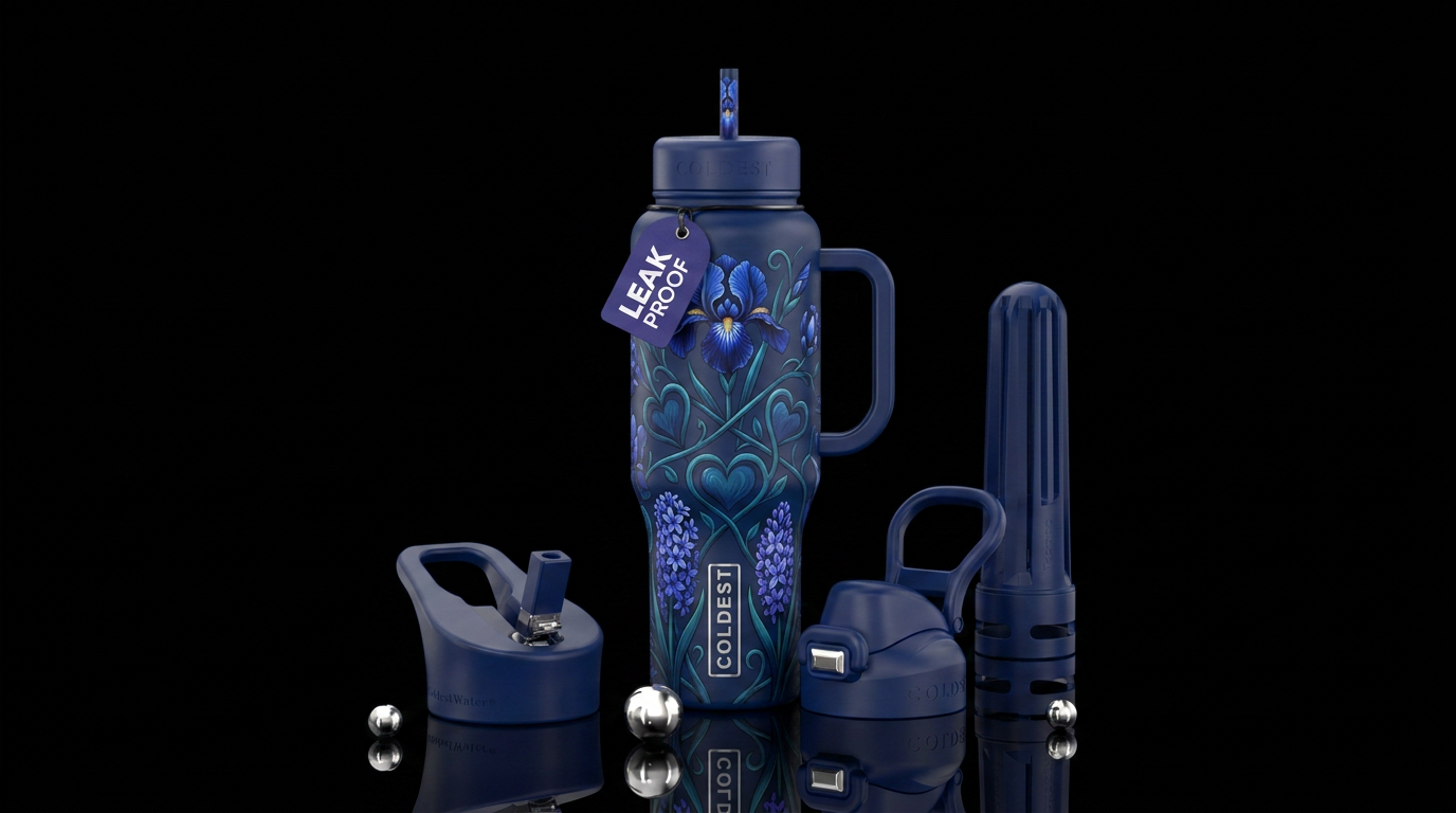Whispering Iris water bottle design