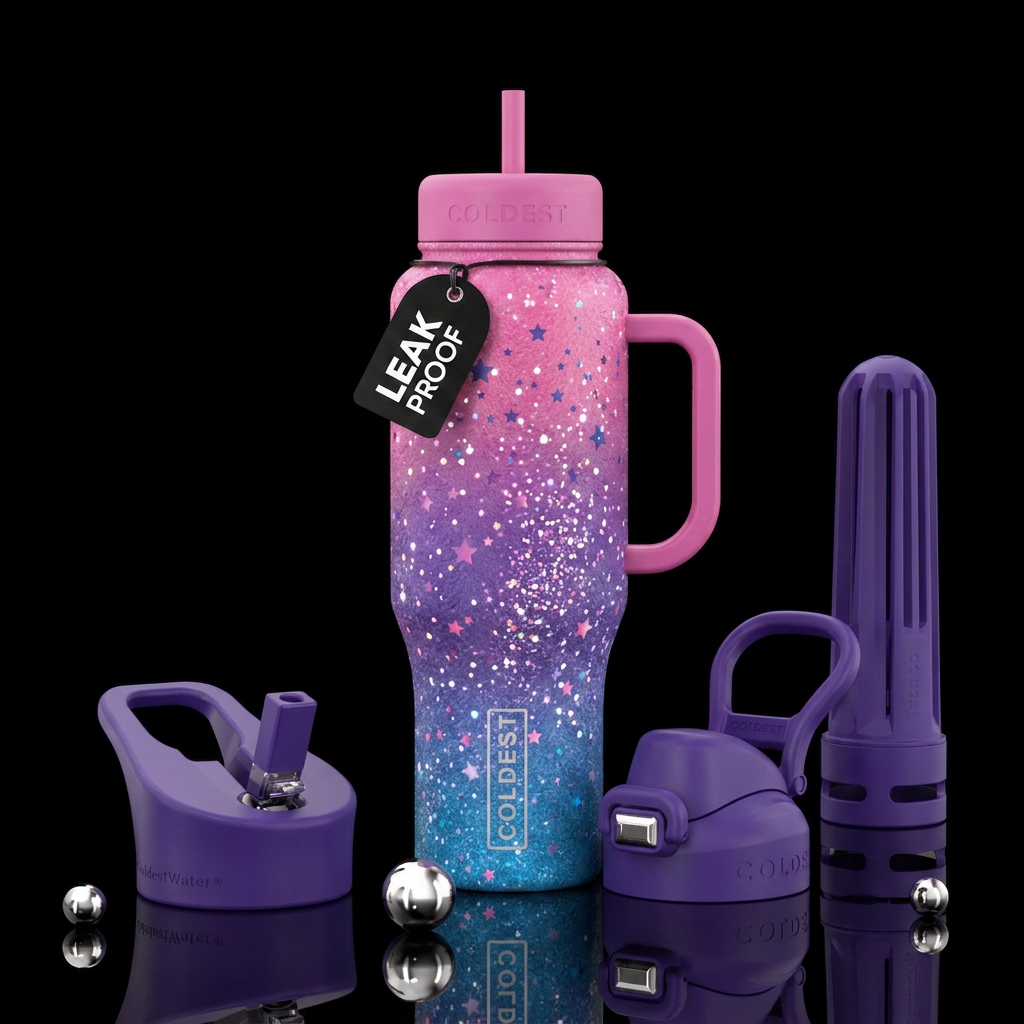 Sparkly ombré water bottle design