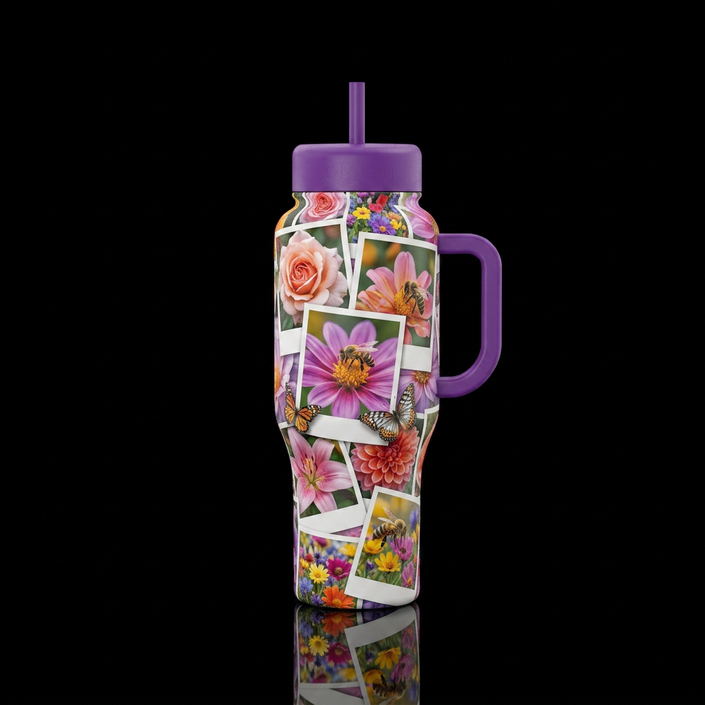 Collage water bottle design
