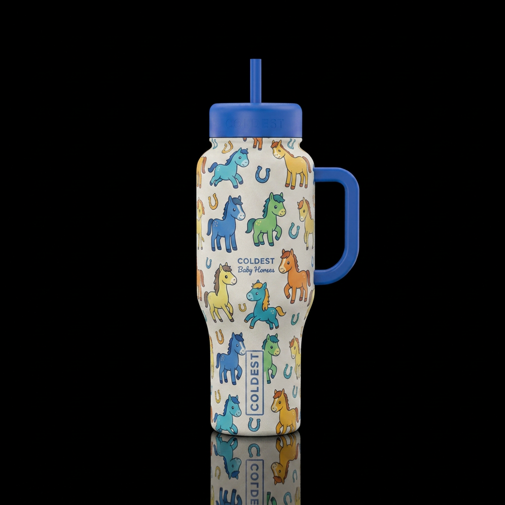 Baby horses water bottle design