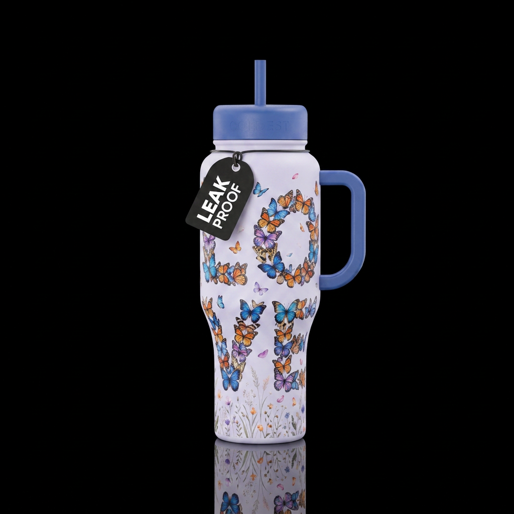 Fluttering Love water bottle design