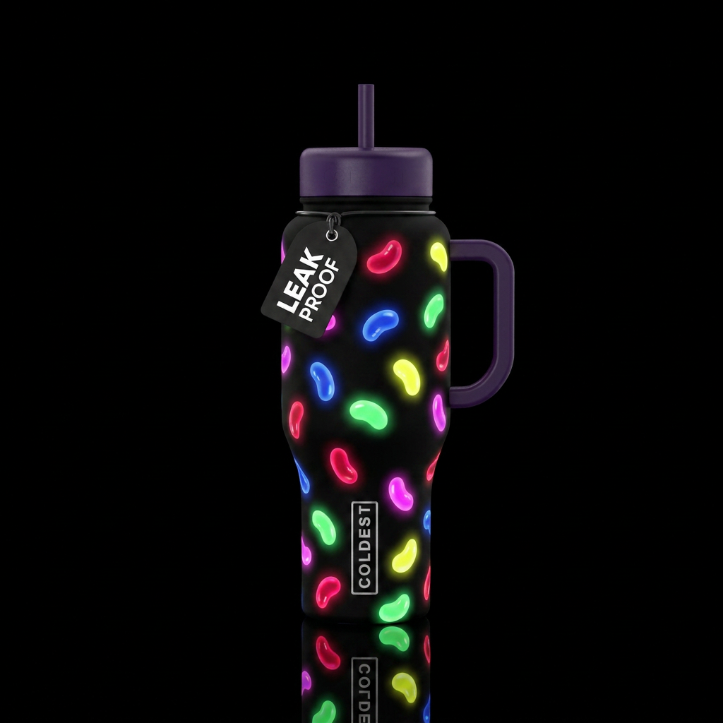 Glowie Jellybeans water bottle design