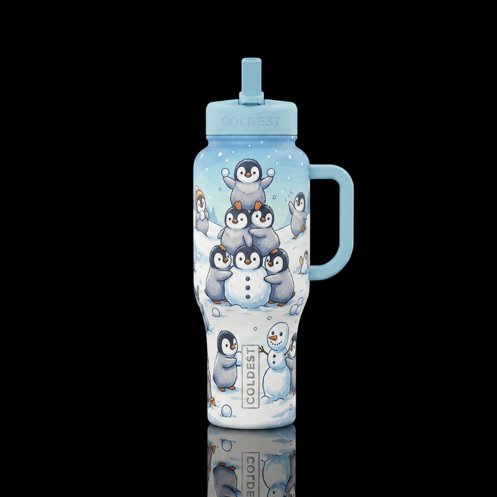 Baby Penguins Winter water bottle design