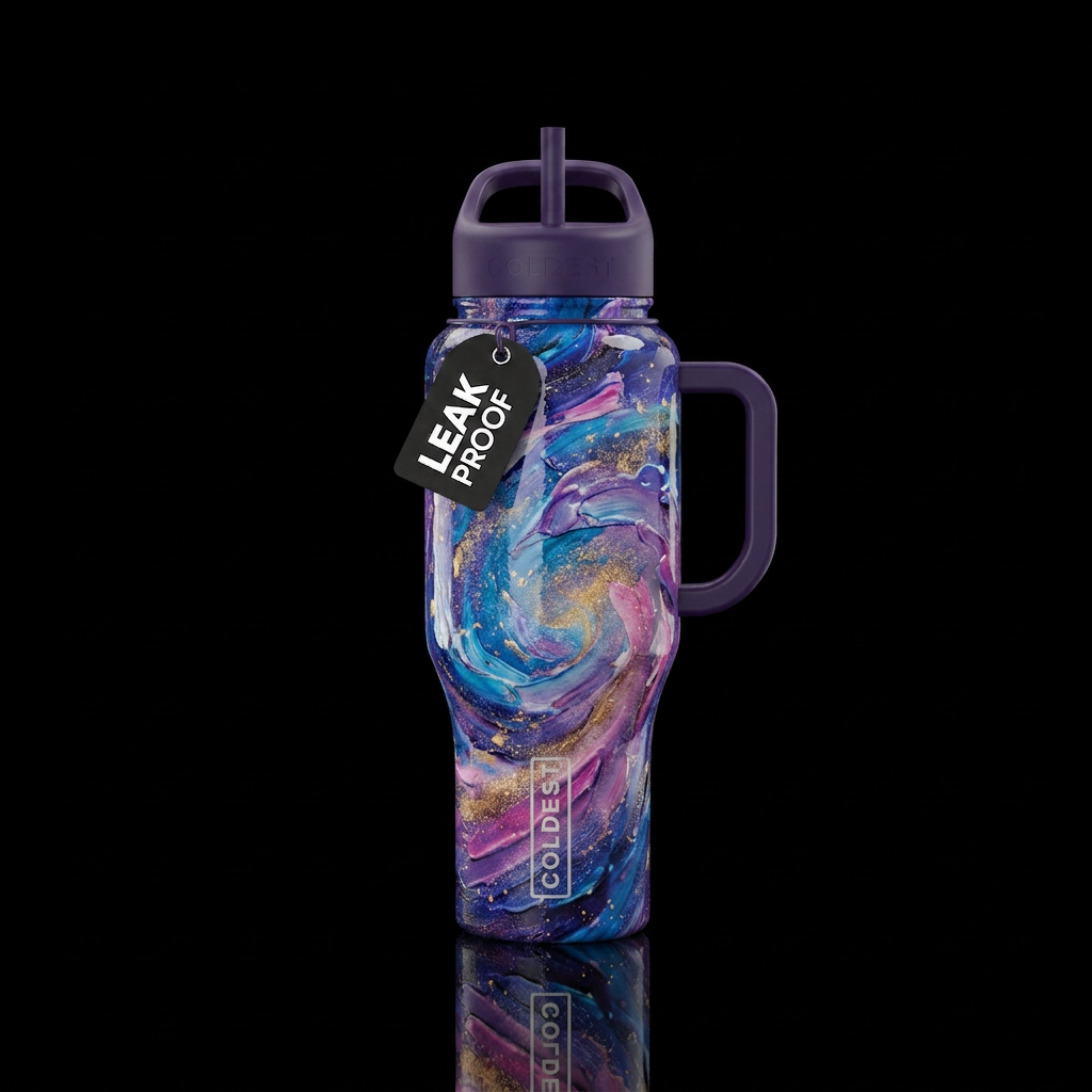 Finger painted galaxy 2 water bottle design
